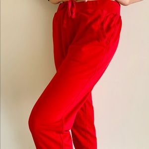 These comfy red sweats are super comfortable and casual for anywhere!
